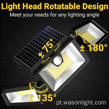 Oem 132LED 132LED Flexível ângulo ajustável Sensor de movimento externo sem fio ativado Lâmpada solar de parede solar ativada